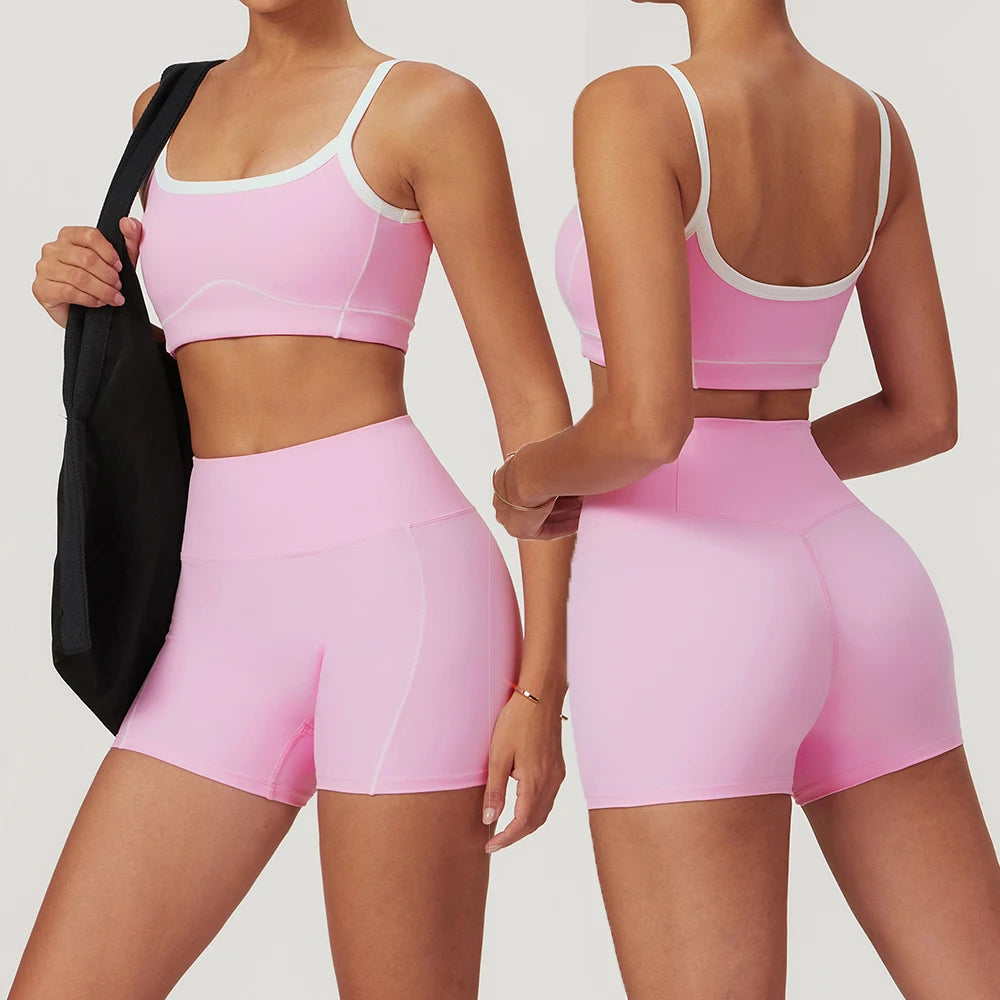Women's Yoga Set, Sports Bra, Flare Leggings/Shorts, Workout Activewear