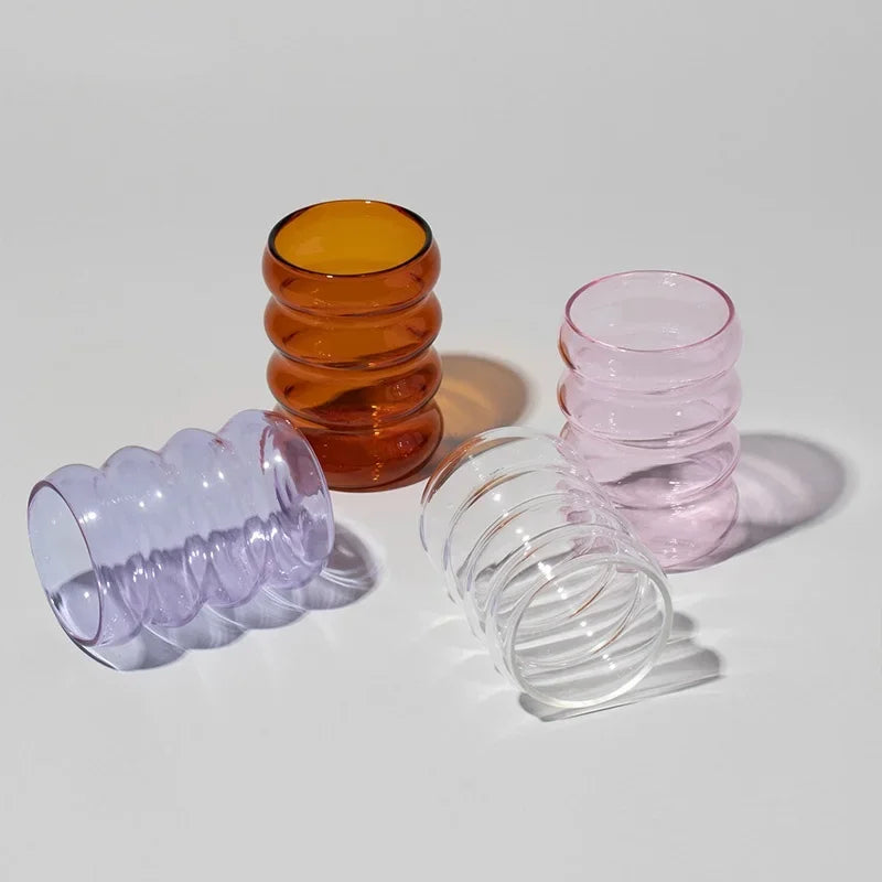 Ripple Glass Cup - Heat-Resistant Tumbler, 250ml