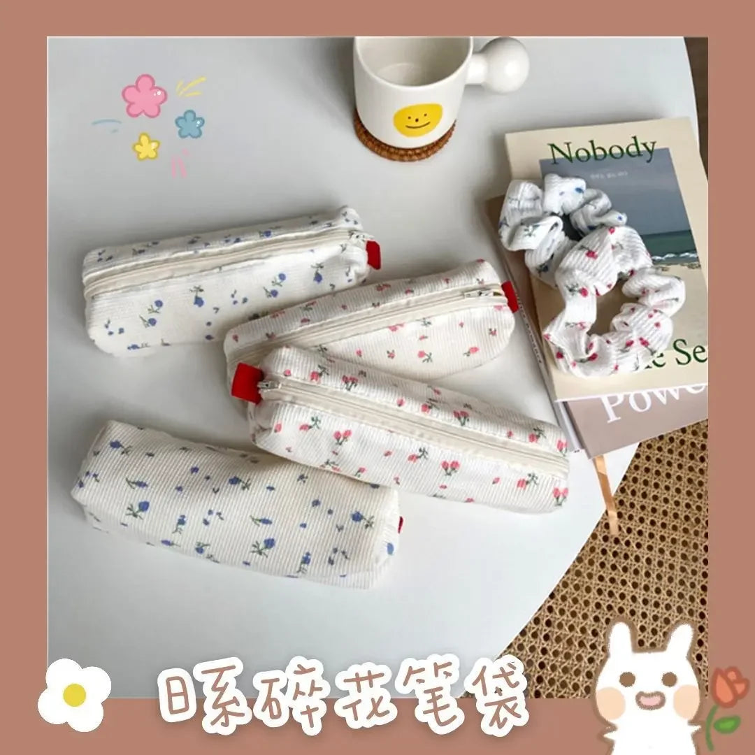 Korean Pencil Bag Fresh Style Small Flowers Pencil Case