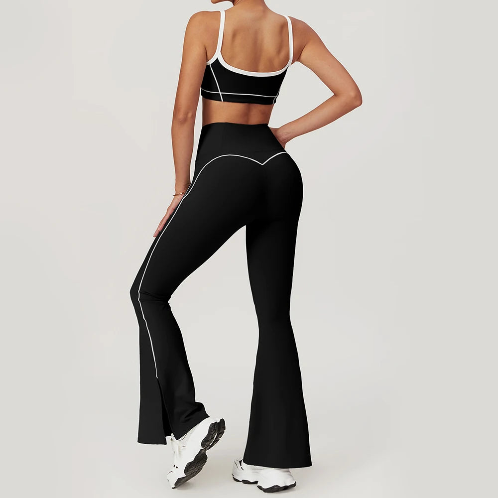 Women's Yoga Set, Sports Bra, Flare Leggings/Shorts, Workout Activewear