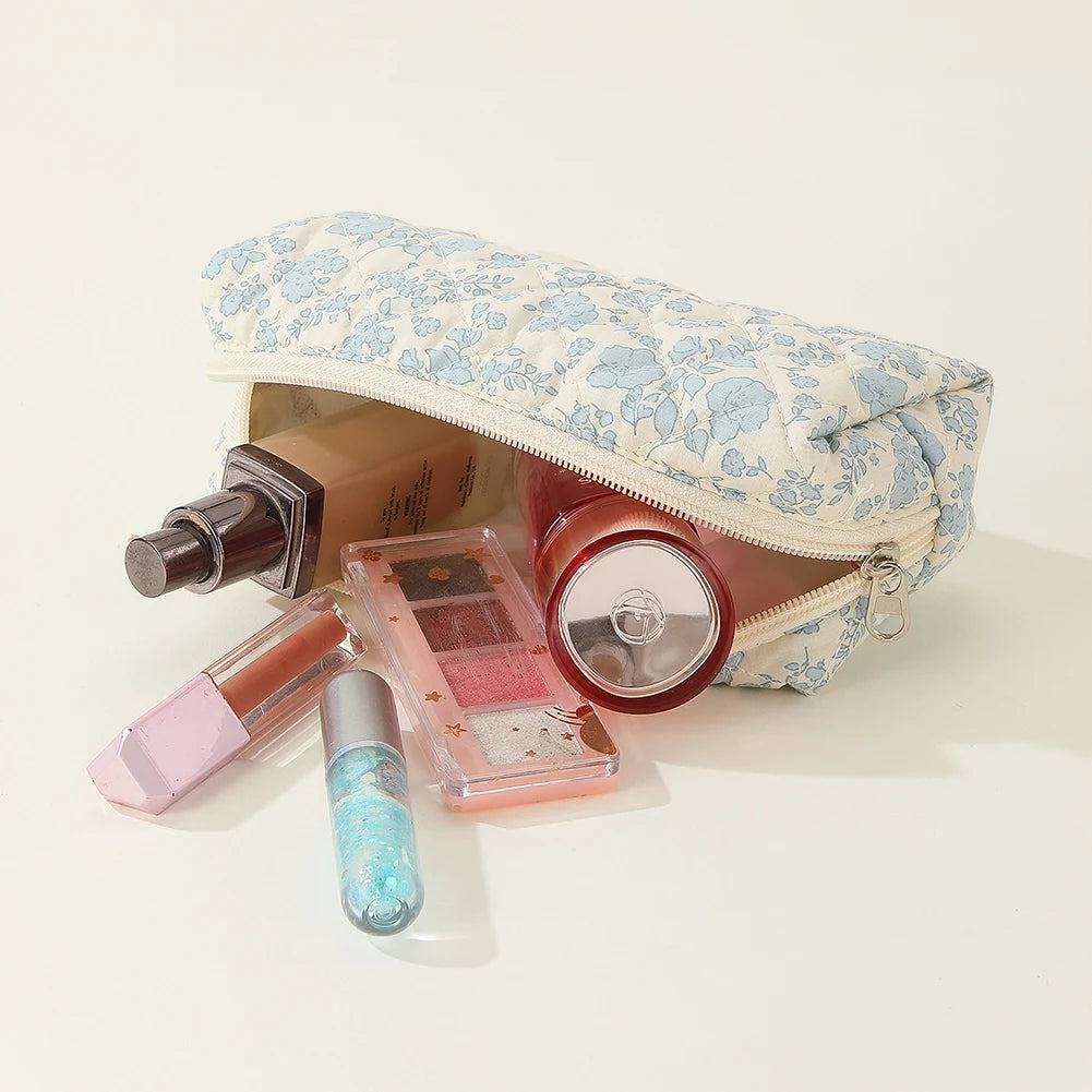3pc floral quilted cosmetic bag set