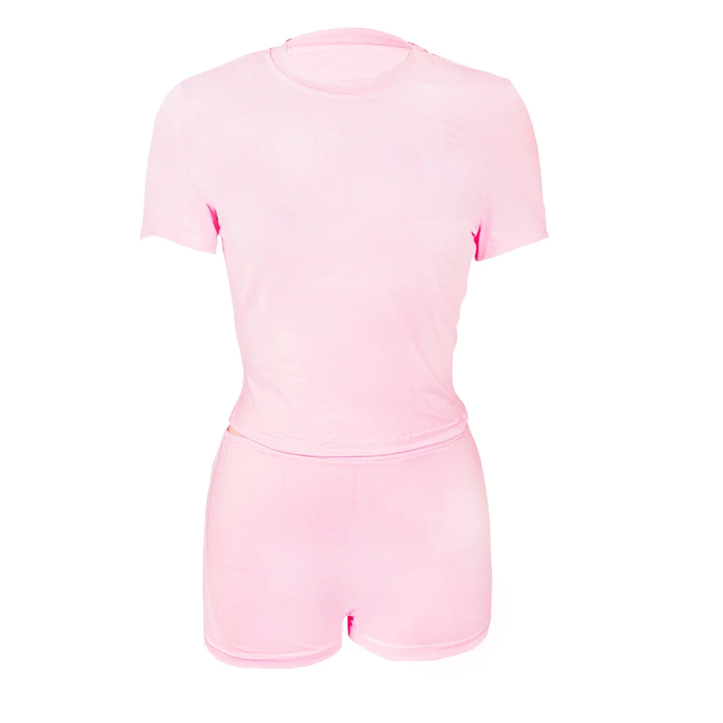 Women's 2-Piece Loungewear Set - Short Sleeve Top & Shorts
