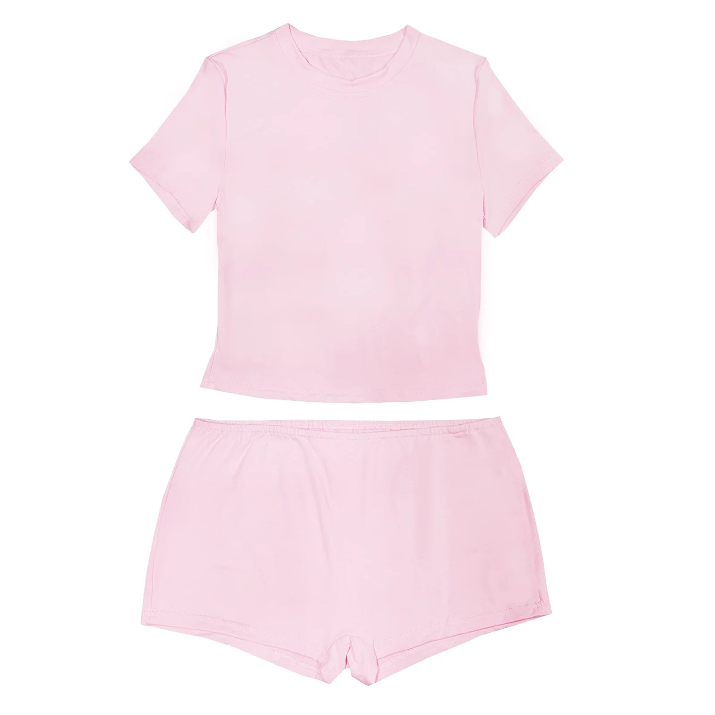 Women's 2-Piece Loungewear Set - Short Sleeve Top & Shorts
