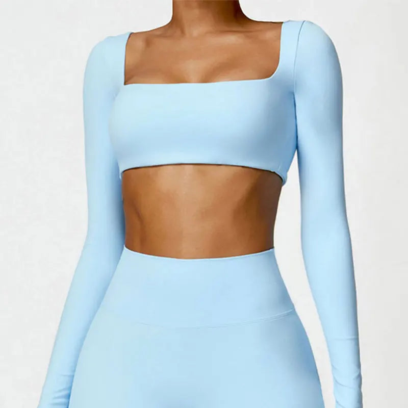 Women's Long Sleeve Yoga Top, Workout Running Shirt, Push Up Gym Top