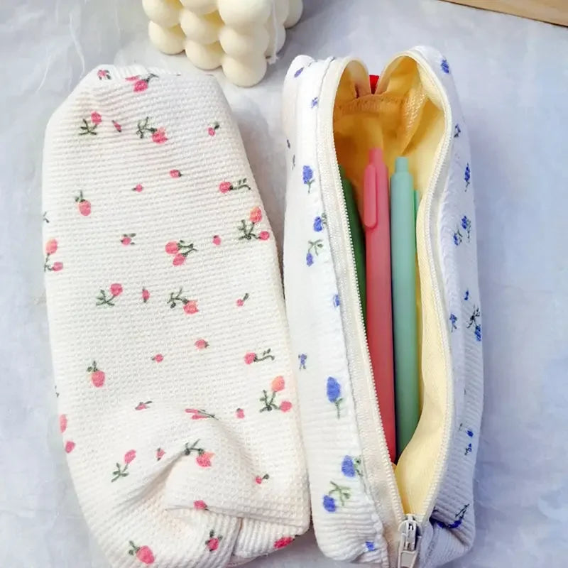 Korean Pencil Bag Fresh Style Small Flowers Pencil Case