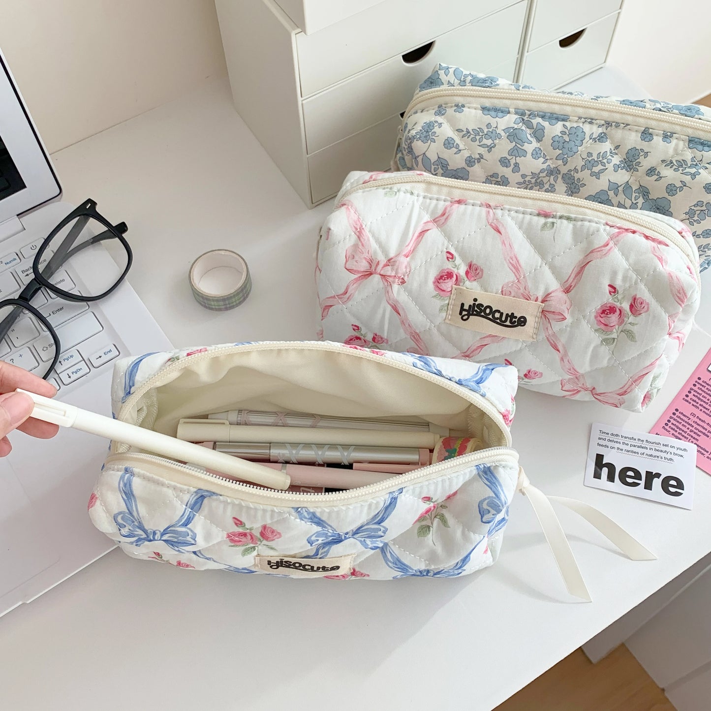 Simple Bow Pencil Case/Stationary Storage Bag
