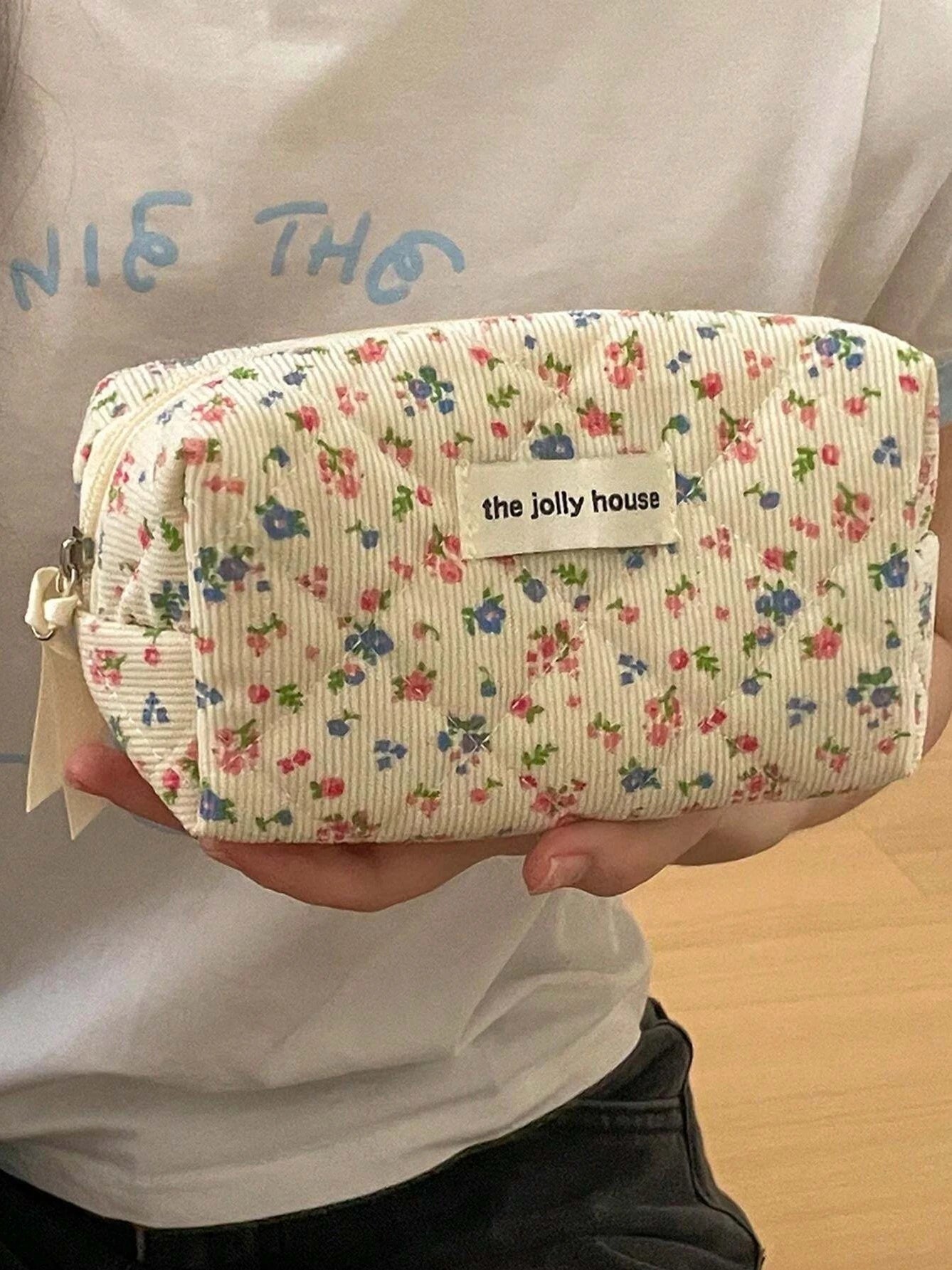 Floral Corduroy Cosmetic Bag