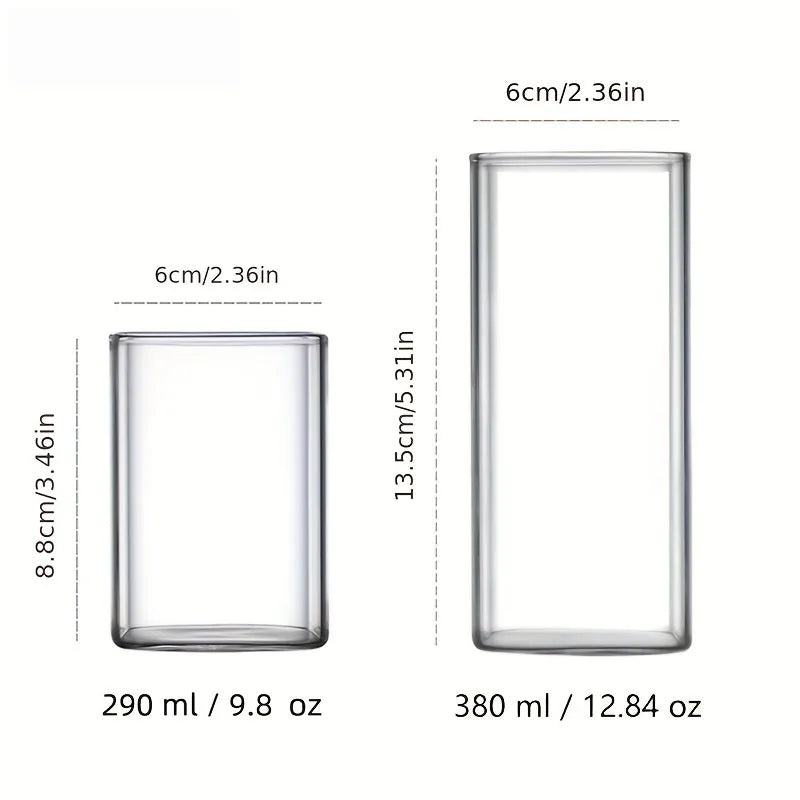 Large Square Glass Cup - Iced Coffee, Tea & Drink Cup