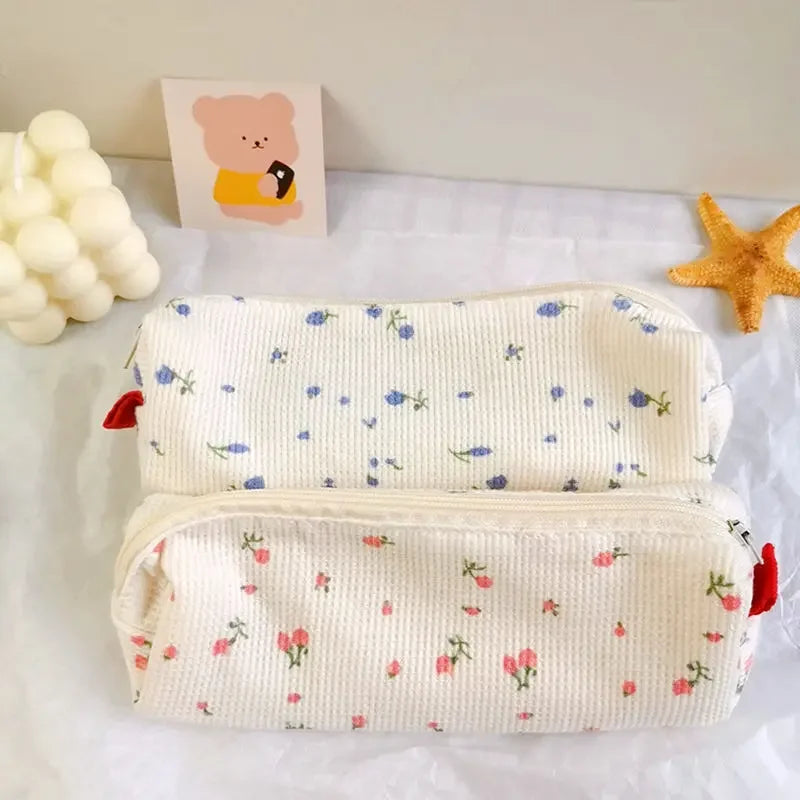 Korean Pencil Bag Fresh Style Small Flowers Pencil Case