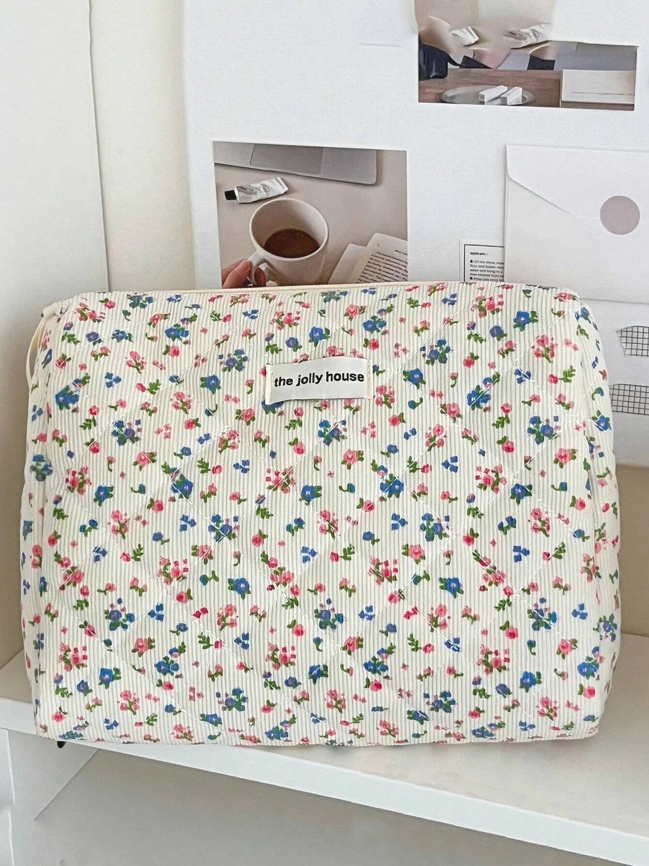 Floral Corduroy Cosmetic Bag