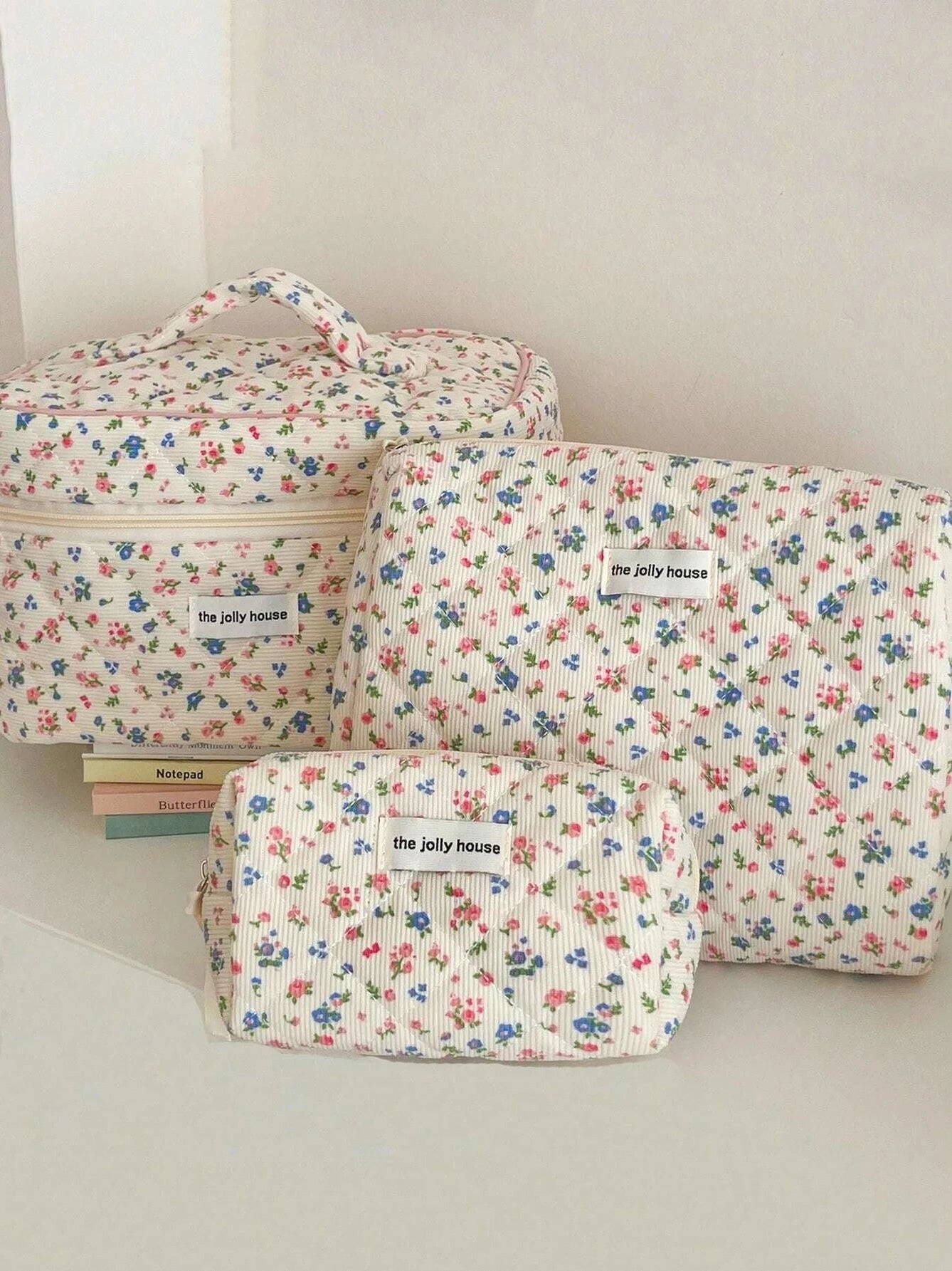 Floral Corduroy Cosmetic Bag