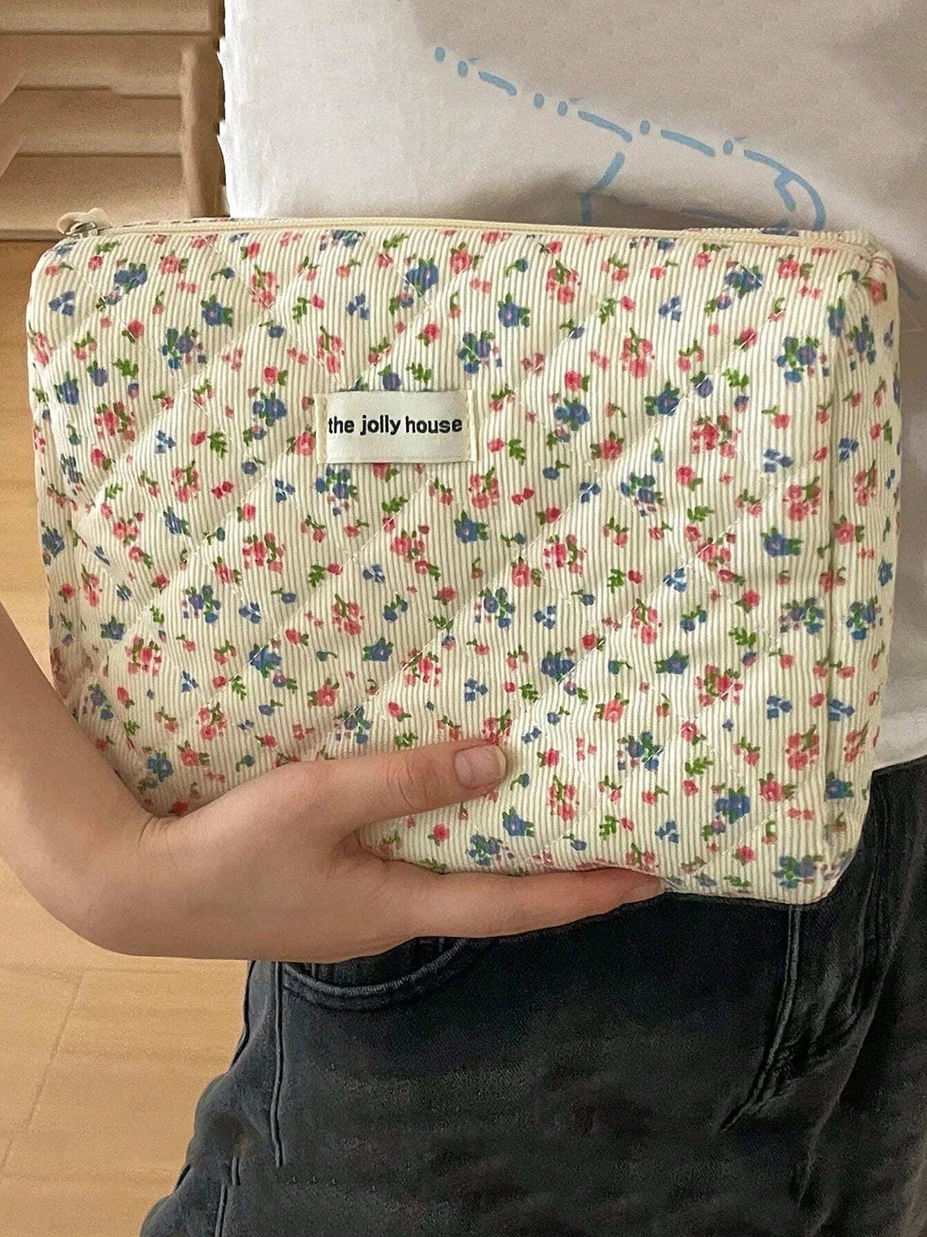 Floral Corduroy Cosmetic Bag