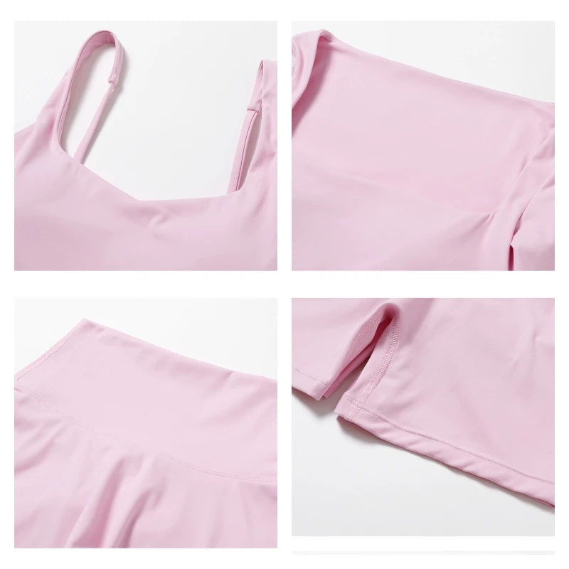 Long Sleeve Running Set, Women's Sportswear, Gym Crop Top & Leggings, Quick-Dry