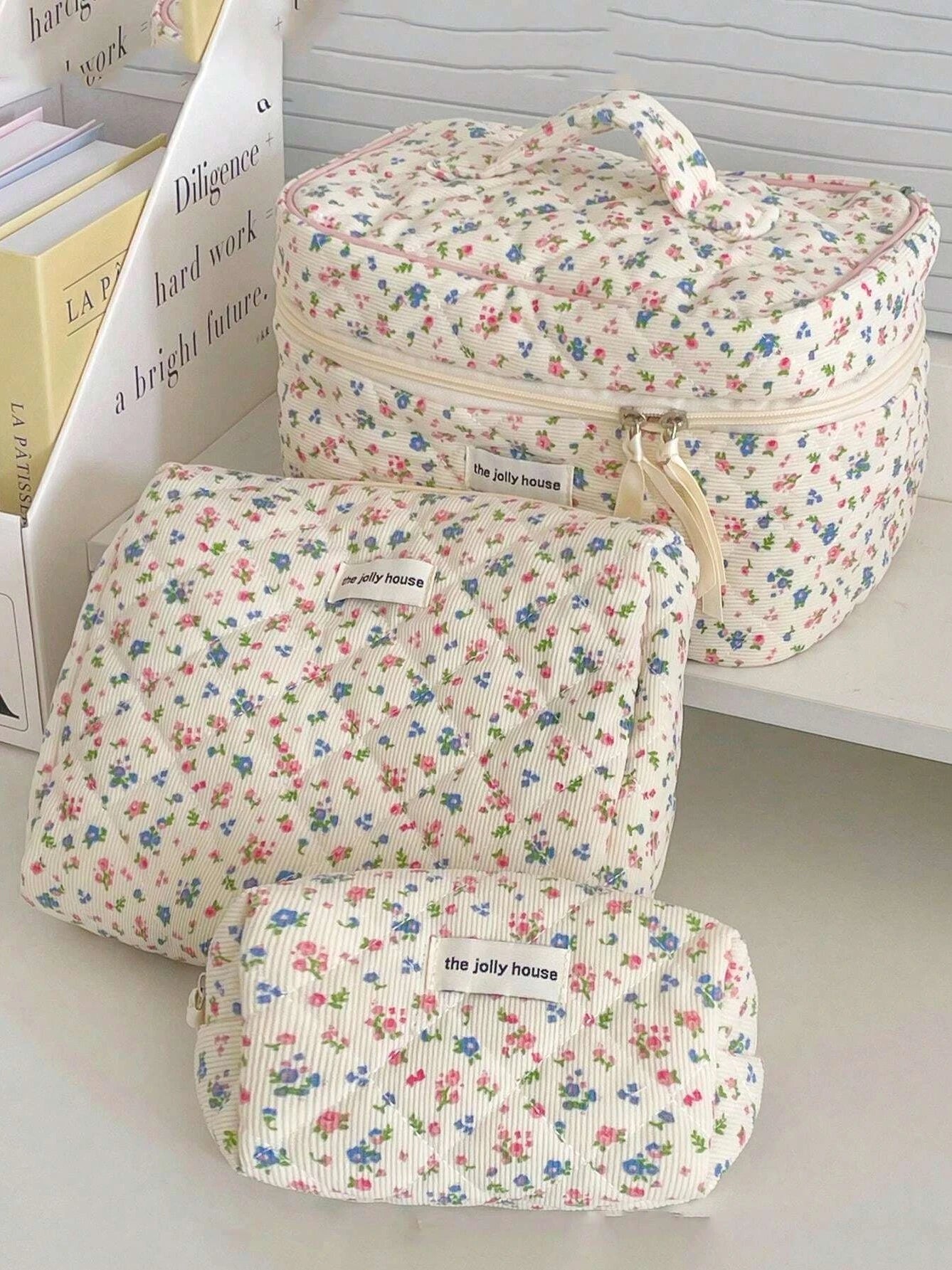 Floral Corduroy Cosmetic Bag