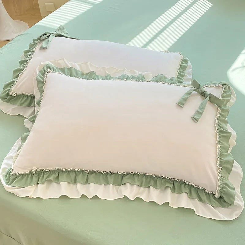 Pink Lace Ruffle Duvet Cover Set - Luxury Bedding for Girls & Women