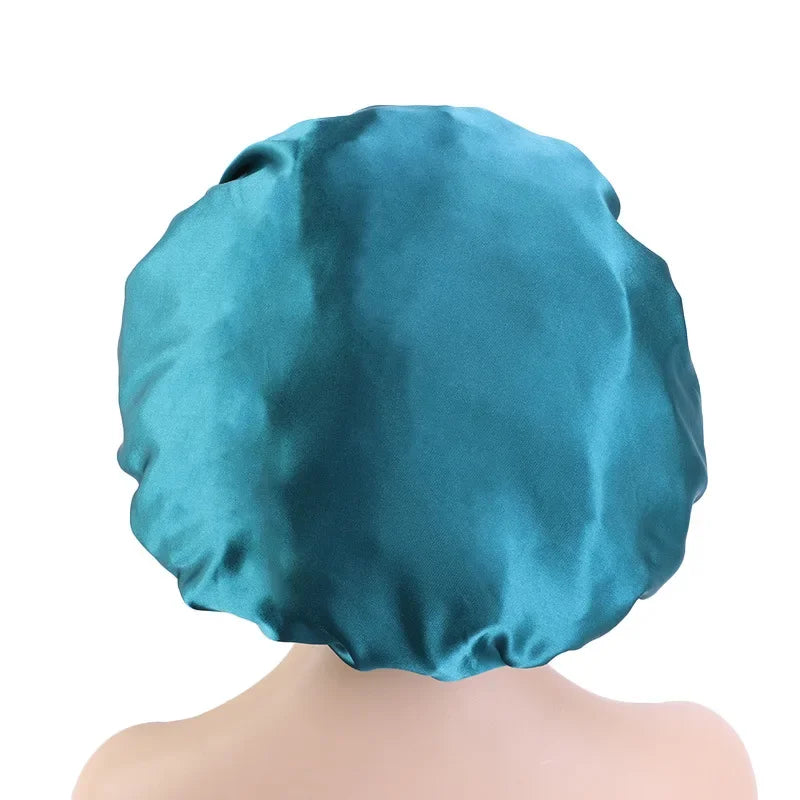 Satin Bonnet Sleeping Cap Double Color Ding Big Lace Nightcap