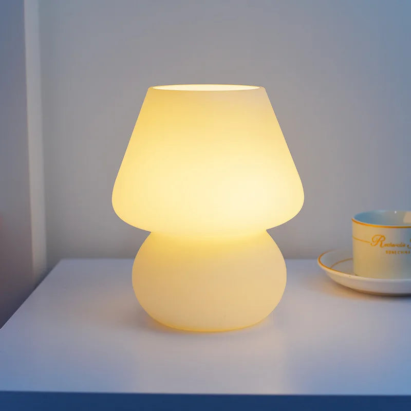 Glass LED Desk Lamp For Bedroom Bedside Korean Ins Style