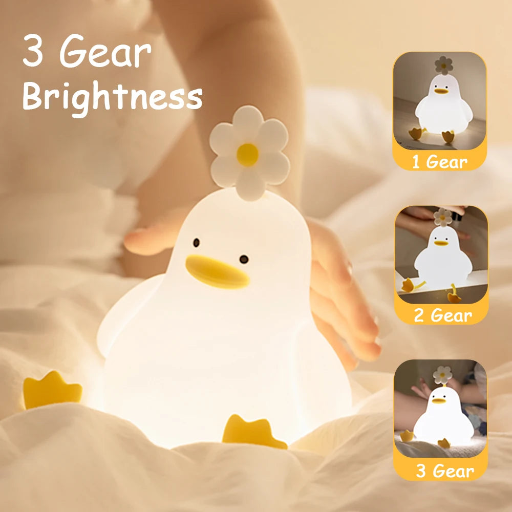 Duck Silicone Night Light for Children with Timer Usb Rechargeable