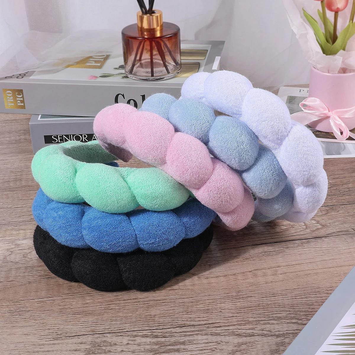 Sponge Headbands for Women Girls Puffy Hair Band Makeup Bubble