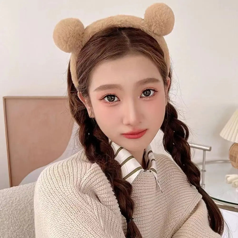 Cute Cartoon Plush Bear Ear Hair Bands Women Hair Hoop