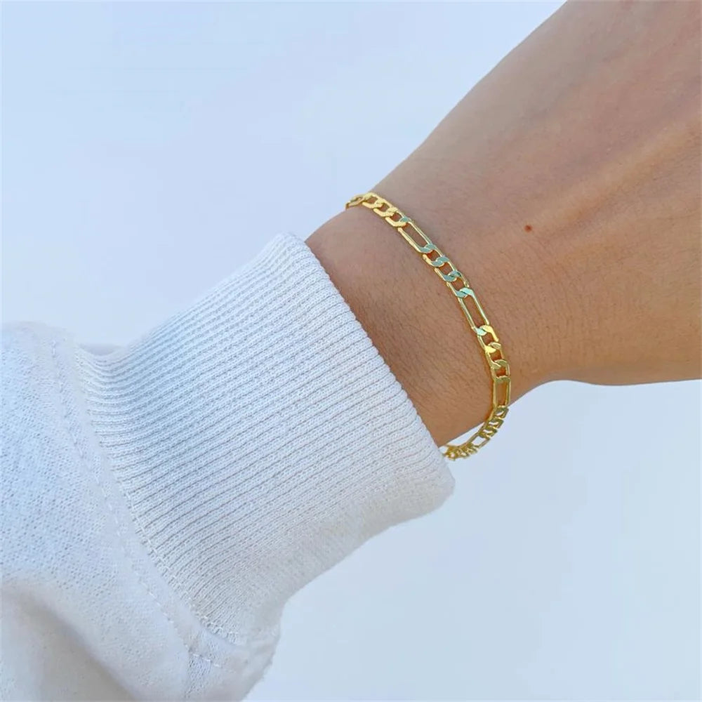 Gold Stainless Steel Twist Cuban Chain Bracelet for Women