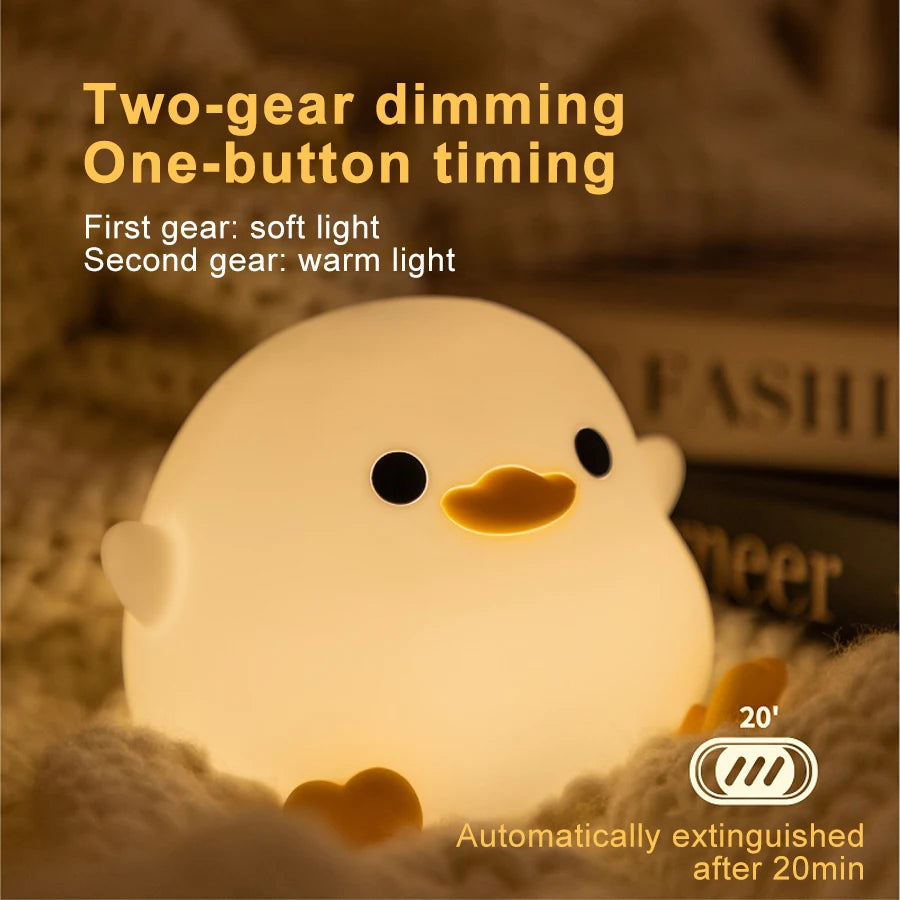 Duck Silicone Night Light for Children with Timer Usb Rechargeable