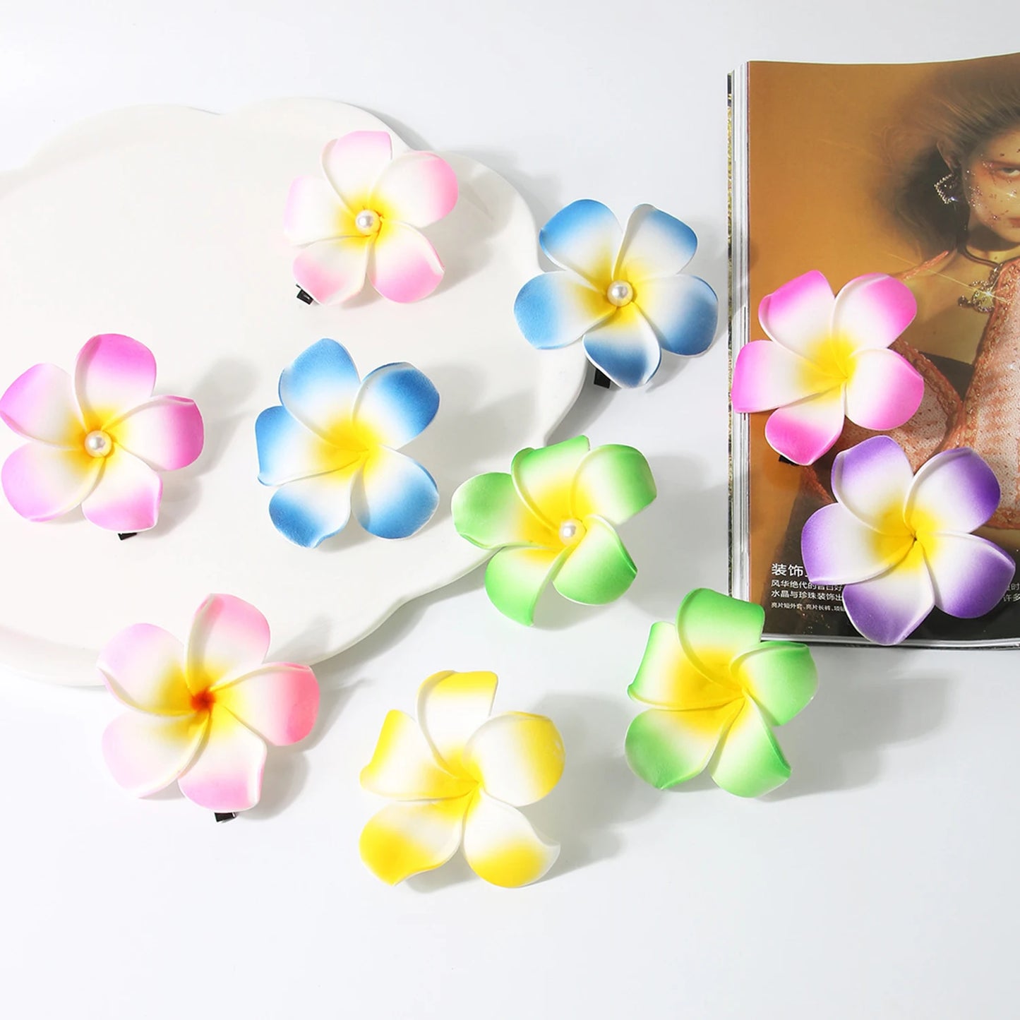 Plumeria Flower Hair Clips