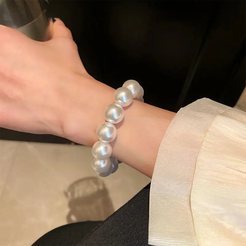 Elegant White Faux Pearl Beaded Adjustable Bracelet