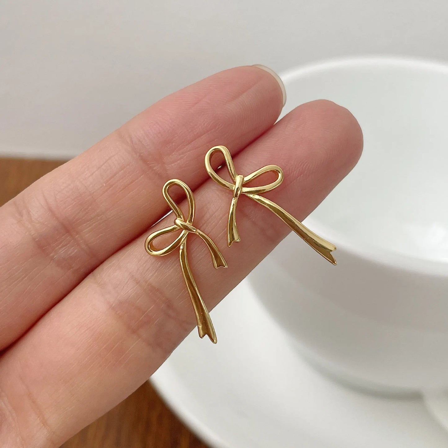 Gold Plated Y2K Bow Earrings