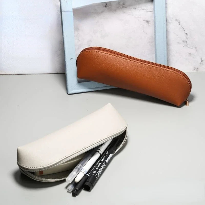 Large Capacity Pencil BagStationery Holder PU Leather