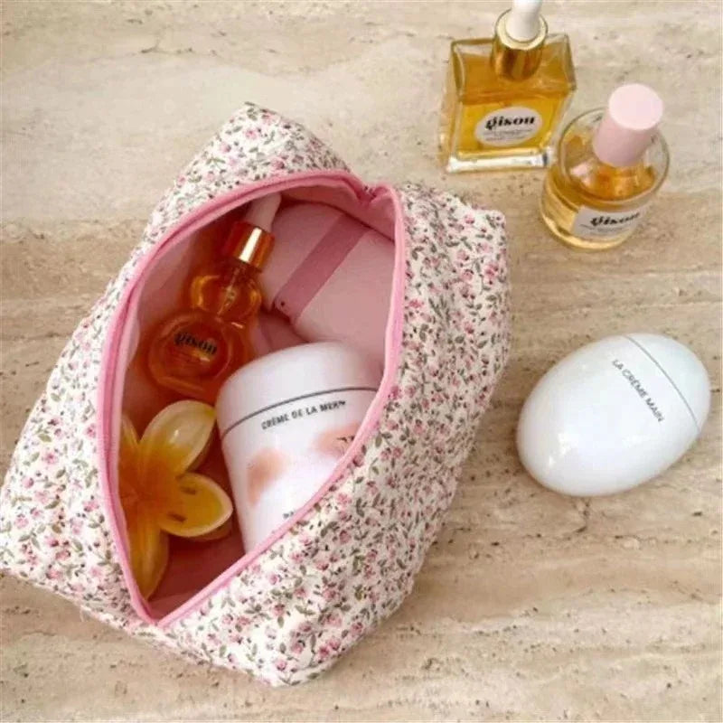 Storage Organizer Floral Puffy Quilted Makeup Bag Flower