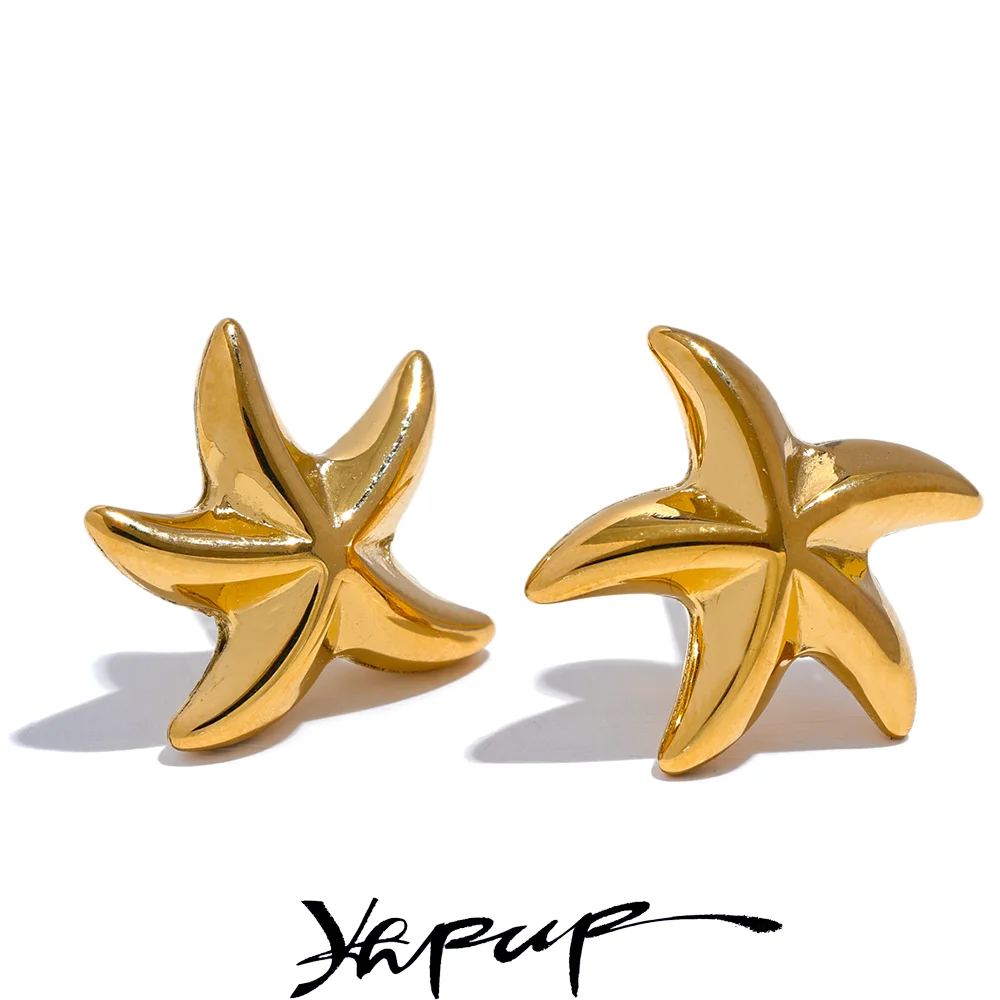 Waterproof Stainless Steel Starfish Stud Earrings