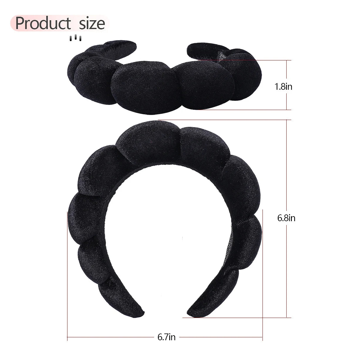 Sponge Headbands for Women Girls Puffy Hair Band Makeup Bubble