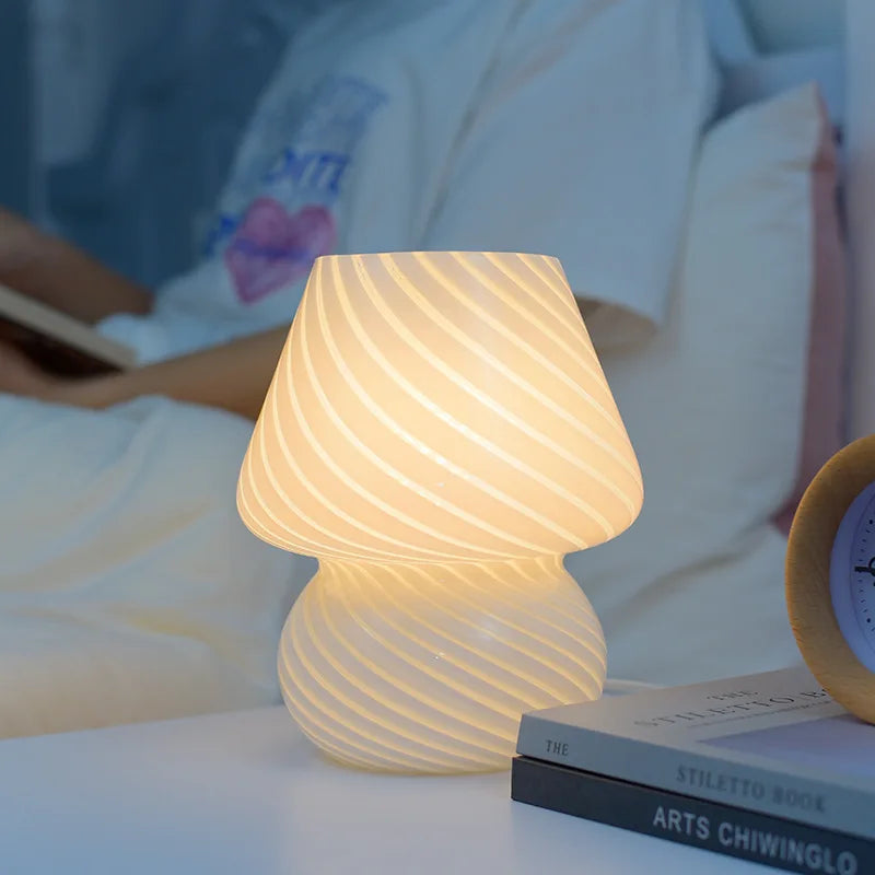 Glass LED Desk Lamp For Bedroom Bedside Korean Ins Style