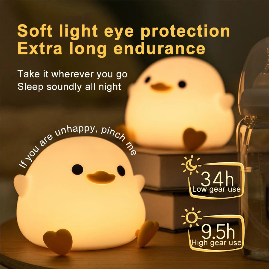 Duck Silicone Night Light for Children with Timer Usb Rechargeable