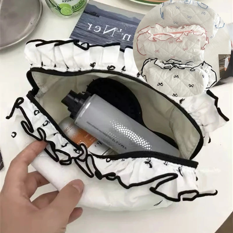 Korea Bow Print Women Makeup Bag Large Capacity