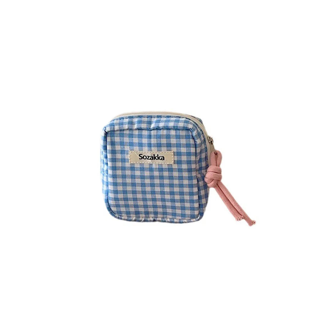 Mini Cute Lattice Square Cosmetic Bag