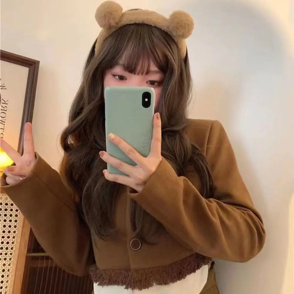 Cute Cartoon Plush Bear Ear Hair Bands Women Hair Hoop